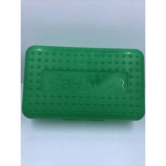 Spacemaker Vintage Plastic Pencil Case Box -  Green Top and Frosted Clear Bottom - Picture 1 of 12